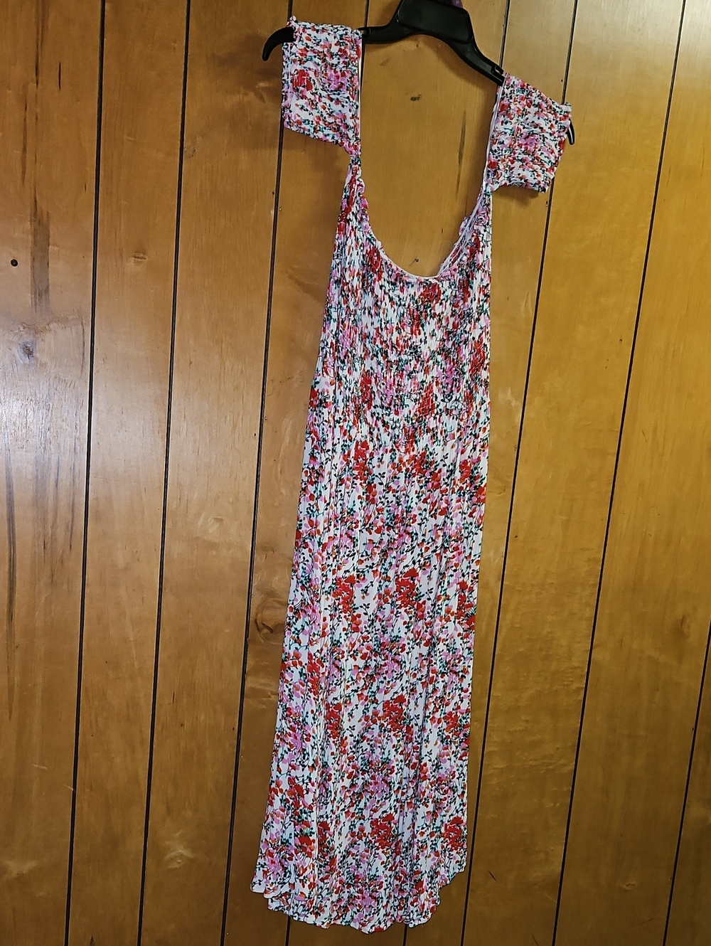 Lulu's White Floral Maxi Dress with Red and Pink Print
